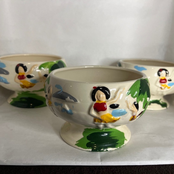 Set of Three Rare Vintage Scorpion Tiki Bowl Hula Girls Sirens Japan Sang Kung - Picture 1 of 16